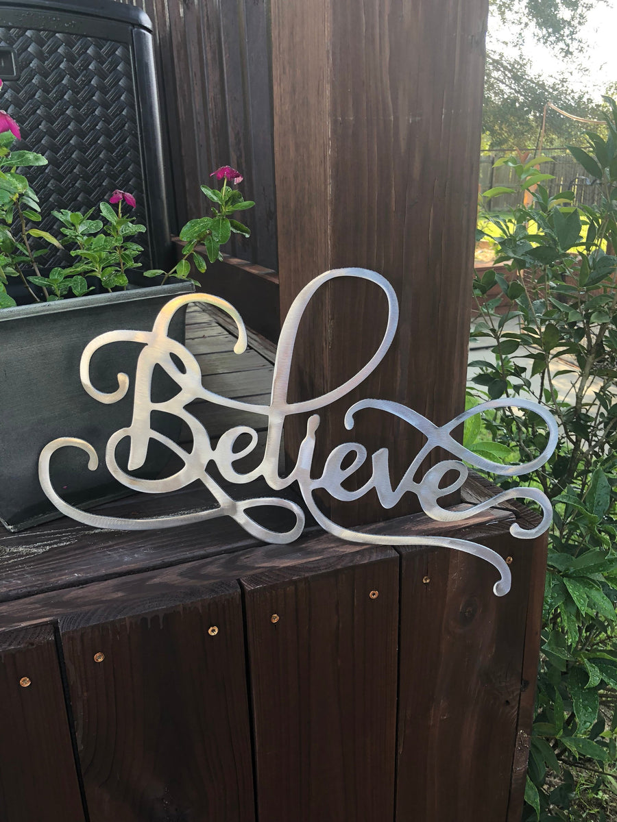 Believe Metal Wall Decor – Mind Bending Metal Art